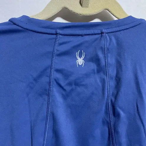 Spyder Active Top Womens Medium Blue Nylon Stretch Side Zip Long Sleeve Pullover