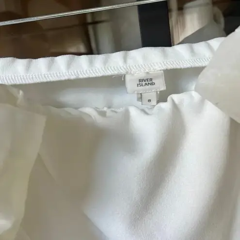 River Island off shoulder bows top scuba long sleeve blouse coquette ASOS