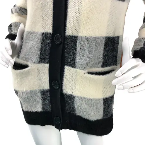 Cyrus  Knits Womens Size S Cardigan Sweater Oversized Gingham Black White