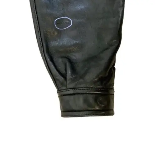 VTG 90s Y2K Black Genuine Leather Long Belted Zip Front Bomber Biker Jacket Coat