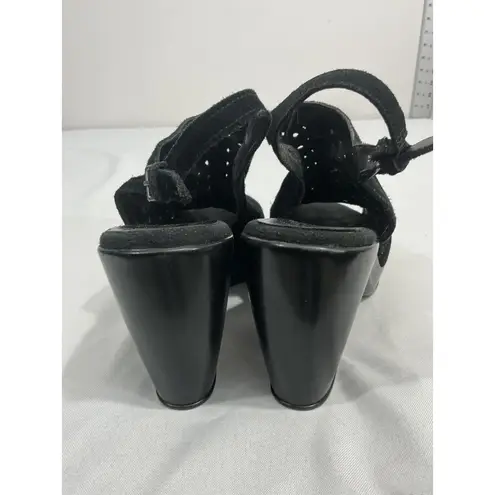 Aerosoles Womans Size 9.5 Black Vented Peep Toe Sling Back Heel Sandal