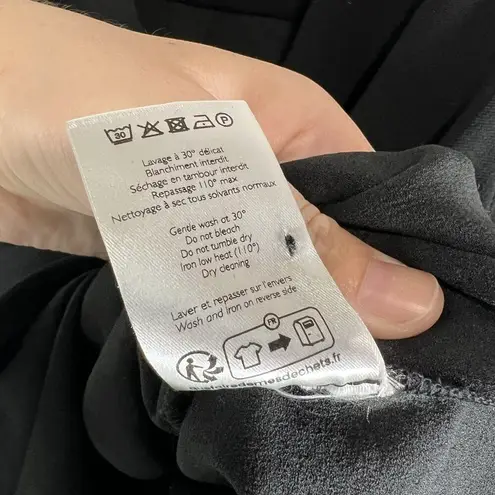 Sézane Sezane Abelia Blouse Black Wrap Style V-Neck Top Size 36 US 4 Lace Cuff Feminine