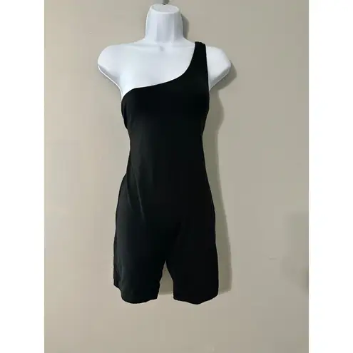 BUMPSUIT REVOLVE THE ROMEE COMBISHORT ROMPER ONE SHOULDER BLACK EUC SIZE L Size L