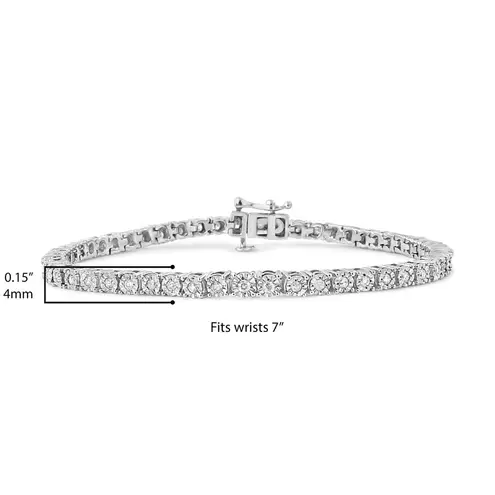 Brilliance NIB Haus of  .925 Silver 1 Cttw Diamond Faceted Bezel Tennis Bracelet