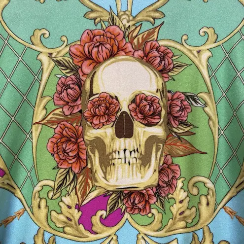 Philipp Plein Short Dress Baroque Size M SKULL Bodycon Designer Retails $1450 Yellow Size M