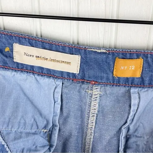 Pilcro and the Letterpress Anthropologie Wide Leg Chambray Blue Jeans Size 12