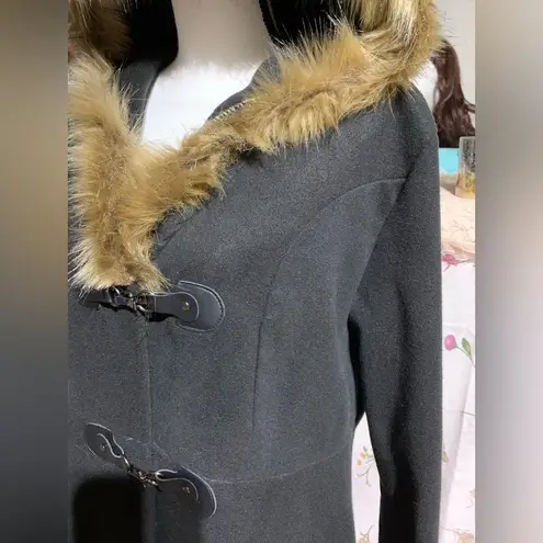 Black Faux Fur Trimmed Jacket Size L