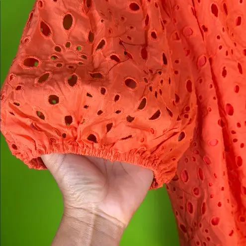 PRETTYGARDEN Orange Boxy Blouse with Sailor Collar and Puff Sleeves