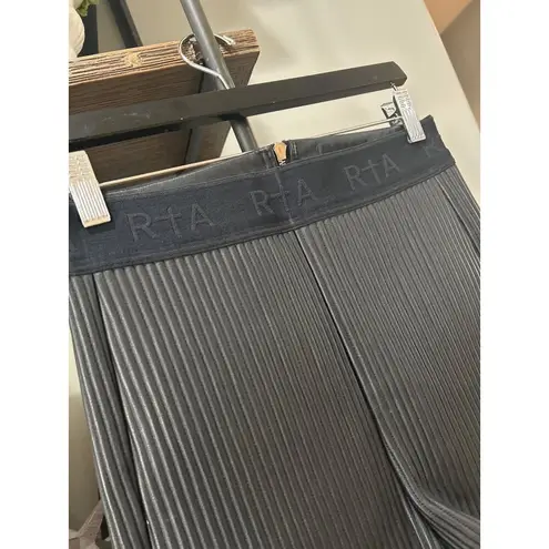 RtA Leather Slim Fit Ribbed Textured High Rise Shorts Black Womens Size Small