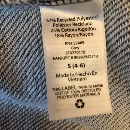 secret treasures Womens Terry Sleep Top Size Small 4-6 Gray Cut Off Edges New