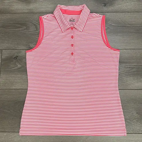 EP Pro Tour Tech Striped Golf Tennis Polos Tank Tops Pink Green Size Small