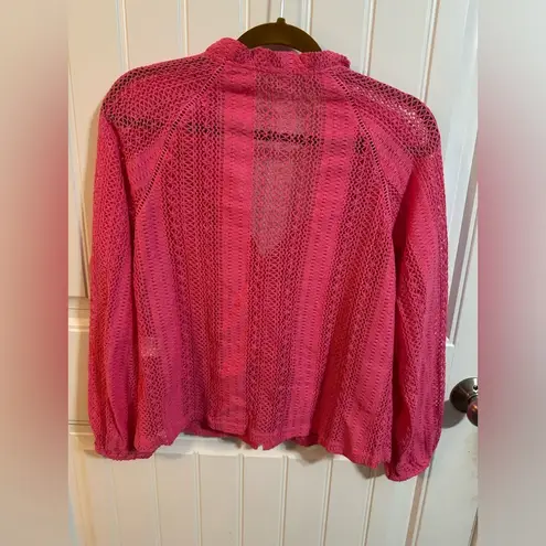 Pink Oversized Button Down Long Sleeve Top
