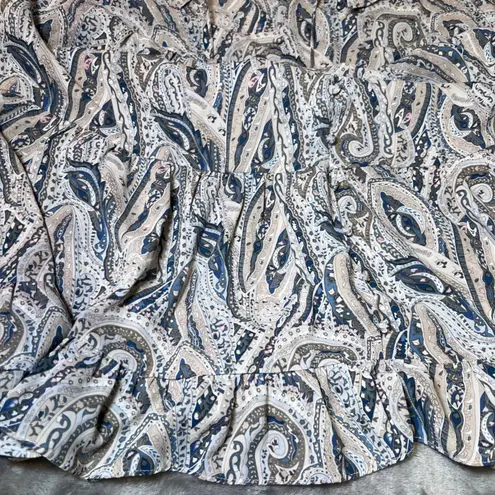 Grace Karma Tiered Dress Womens XL Paisley Long Sleeve Ruffle Collar Bohemian Blue Size 1X