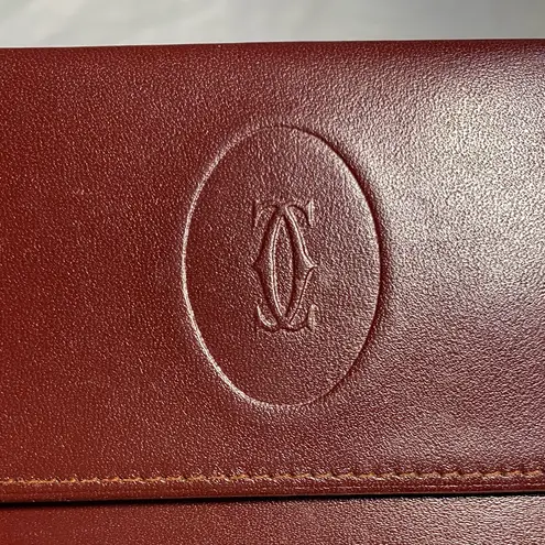 Cartier Burgundy Bordeaux Long Leather Kisslock Continental Wallet | Vintage