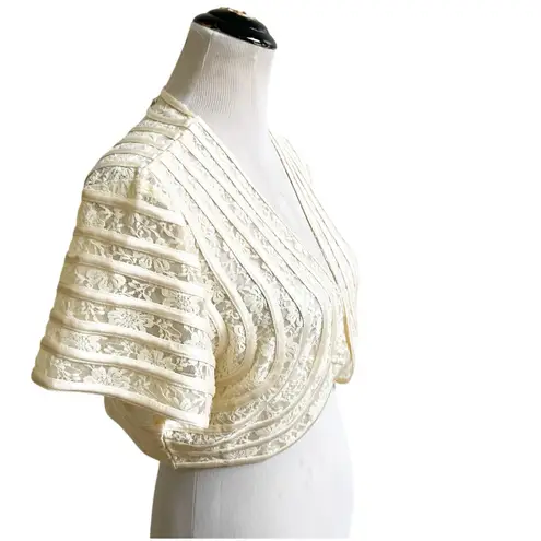Moshita Couture Vintage Lace & Satin Bolero Cropped Sized XL Cream Wedding