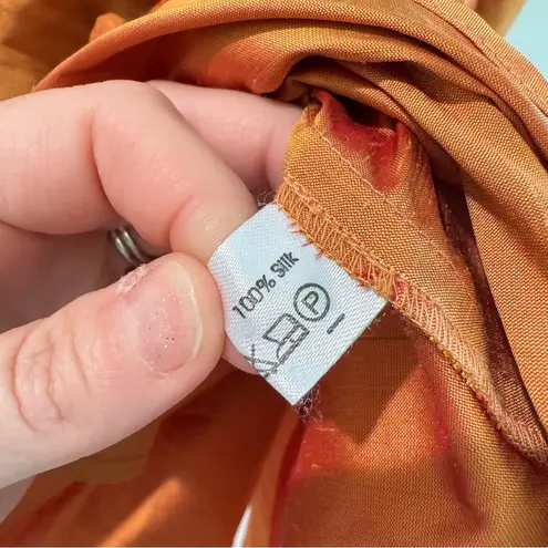 Luisa Spagnoli Burnt Orange 100% Silk Belted Elegant Jacket Size 44