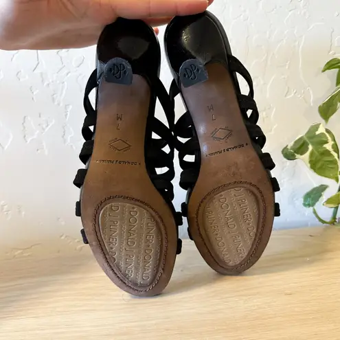 Donald J Pliner | Y2K Vintage Strappy Stretch Kitten Heel Sandals Size 7 Black