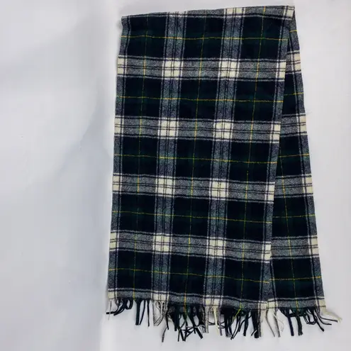 Pendleton Vintage Green Blue Yellow White Plaid Scarf Unisex Men Women One Size