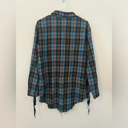 Savage X Fenty TIED UP TARTAN PJ RAW HEM SLEEP SHIRT Streetwear Comfy Medium