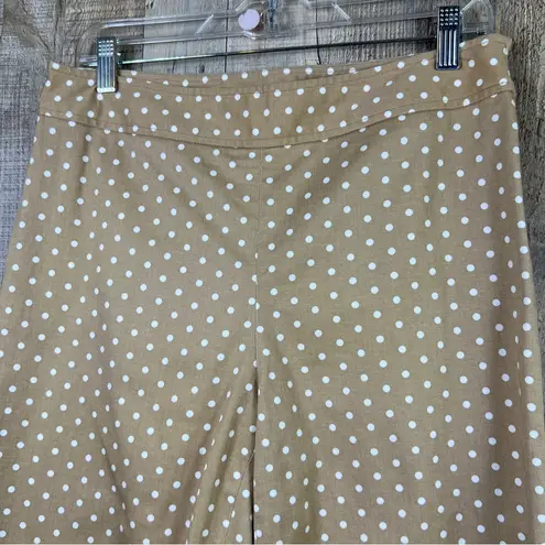 Rafaella Size 10 Tan Capri Pants with White Polka Dots w/Side Zipper hoo…