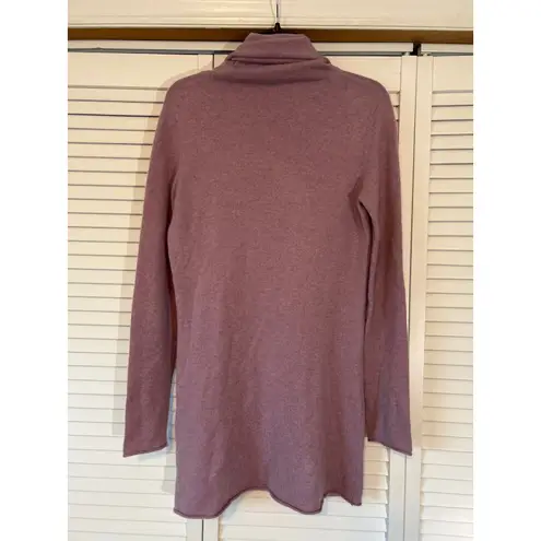 Poetry Cashmere Cowl Neck Tunic Sweater Lilac Button Accent Rolled Hem