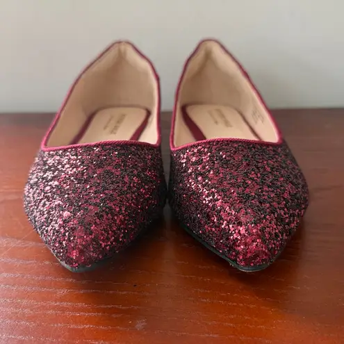 Fever Sole Glitter Ballet Flats – Burgundy Red size US 8 M NEW