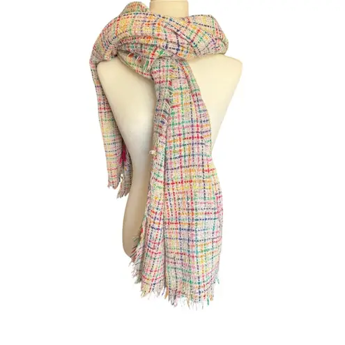 Betsey Johnson  Blanket Wrap/Shawl in Colorful Plaid and Ivory Print