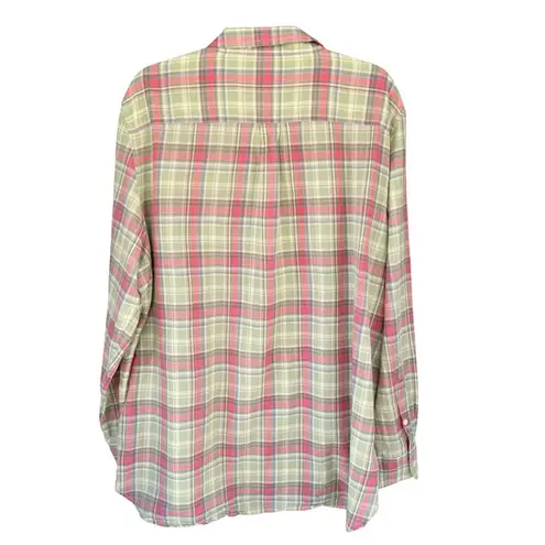 Lauren Jeans Co. Plaid Shirt Relaxed Fit Button Down Long Sleeve XL Green