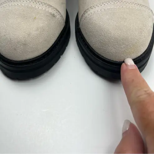 All Saints Ariel Combat Boots Women US 8 White Cow Suede Lace Zipper NEW *FLAWED