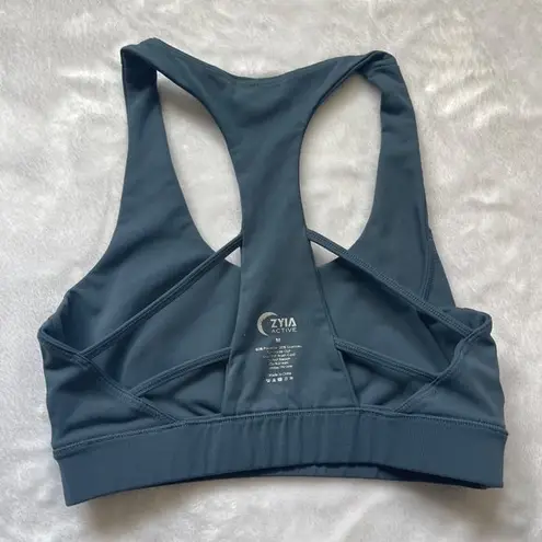 Zyia Active Women's Hero Blue Slate Double Strap Bra Size Medium