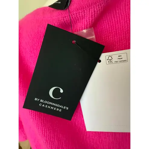 New Bloomingdale’s Short Sleeve Knit Cashmere Top, Large Pink