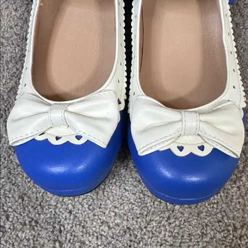 Women’s Red Chunky Heel Mary Jane Pumps Cute Bow & Hearts Round Toe Size 7 NEW Blue