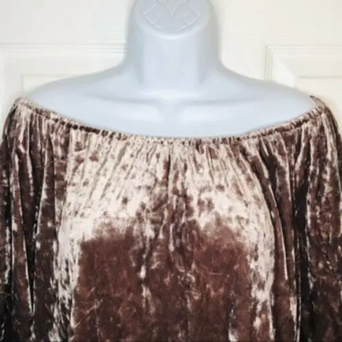 Neiman Marcus  Sanctuary Crushed Off Shoulder Velvet Top Julia Ruffle Mink M NWT - Image 4