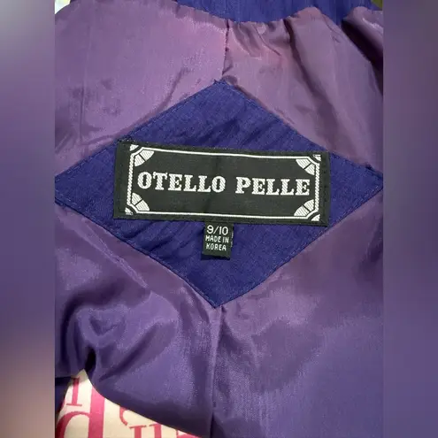 Vintage Otello Pelle Trench Coat Purple Double Breasted Oversized 80s Size 9/10