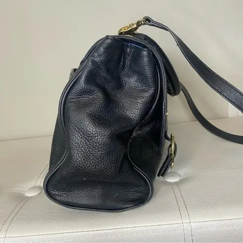 Emma Fox Kiss Lock Black Leather Bag Shoulder Purse Satchel