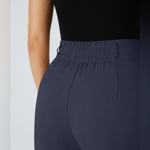 Halara High Waisted Zipper Pocket Shirred Straight Leg Work Pant Navy S Petite