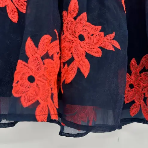 Maeve Navy Coral Floral Appliqué Circle Skirt size 0