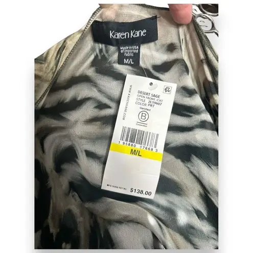 Karen Kane M/L Sheer Leopard Animal Print Kimono Cardigan Drape Cover Up NWT