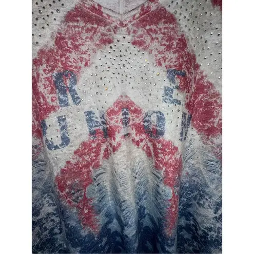 Vocal NWOT Stars And Stripes America Short Sleeve Blouse With Sequins