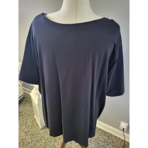 Plus Size 4X Navy Blue Palm Tree Blouse Top Liz & Me for Catherines Sparkle
