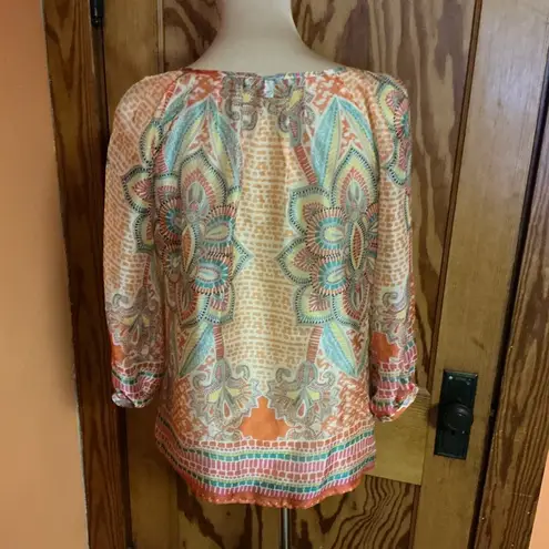 Lavender Brown Boho Colorful Silk Blouse