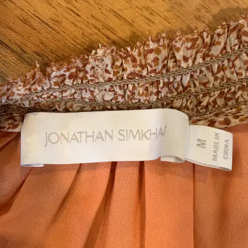 Jonathan Simkhai Peach Short Sleeve Silk Blouse Women’s Medium Orange