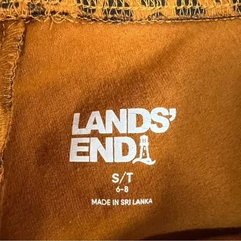 Lands End 508039 Caramel Leopard Mid Rise Knit Leggings Lounge Active Mob Sz S/T Brown