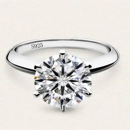 Boutique 2Ct Solitaire Platinum S925 Simulated Diamond Engagement Wedding Ring, Size 6‎