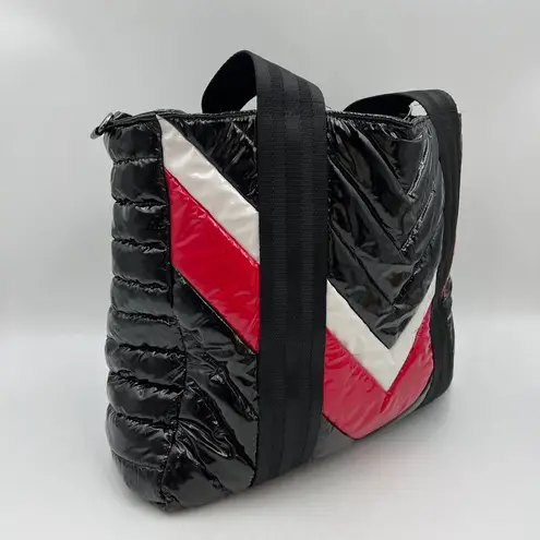 Think Royln Telluride Chevron Tote Quilted Puffer Black