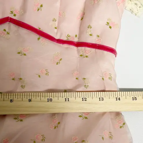 Lorrie Deb Vintage Union Made Cottagecore Coquette Floral Lace Dress Size 9 10 Pink