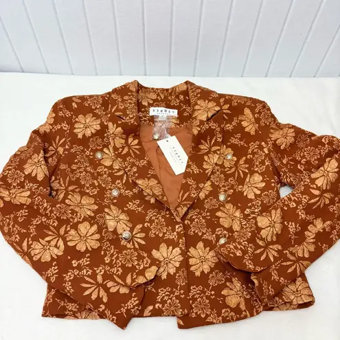 Elegant Floral Burnt Orange Blazer Size M New Size M