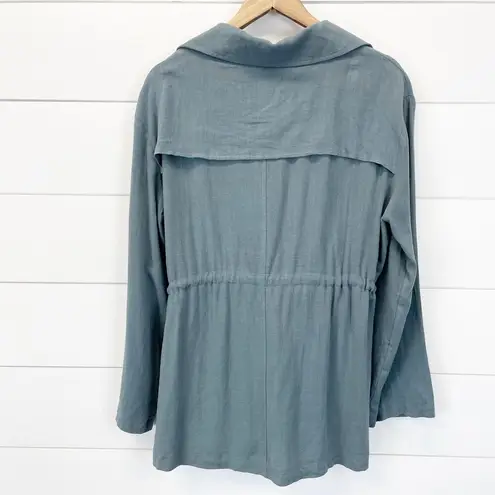 easel  Tie Front Jacket Womens L Bohemian Summer Slouchy Teal Lagenlook Minimal