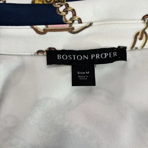 Boston Proper Dress Medium Equestrian Chain Print Short 1/4 Zip Sporty Mod Tunic