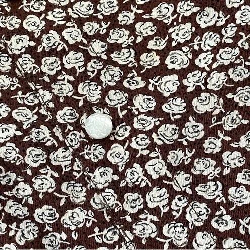 Vintage Floral Vest lace collar sleeveless womens Brown (size 6) cottage prairie